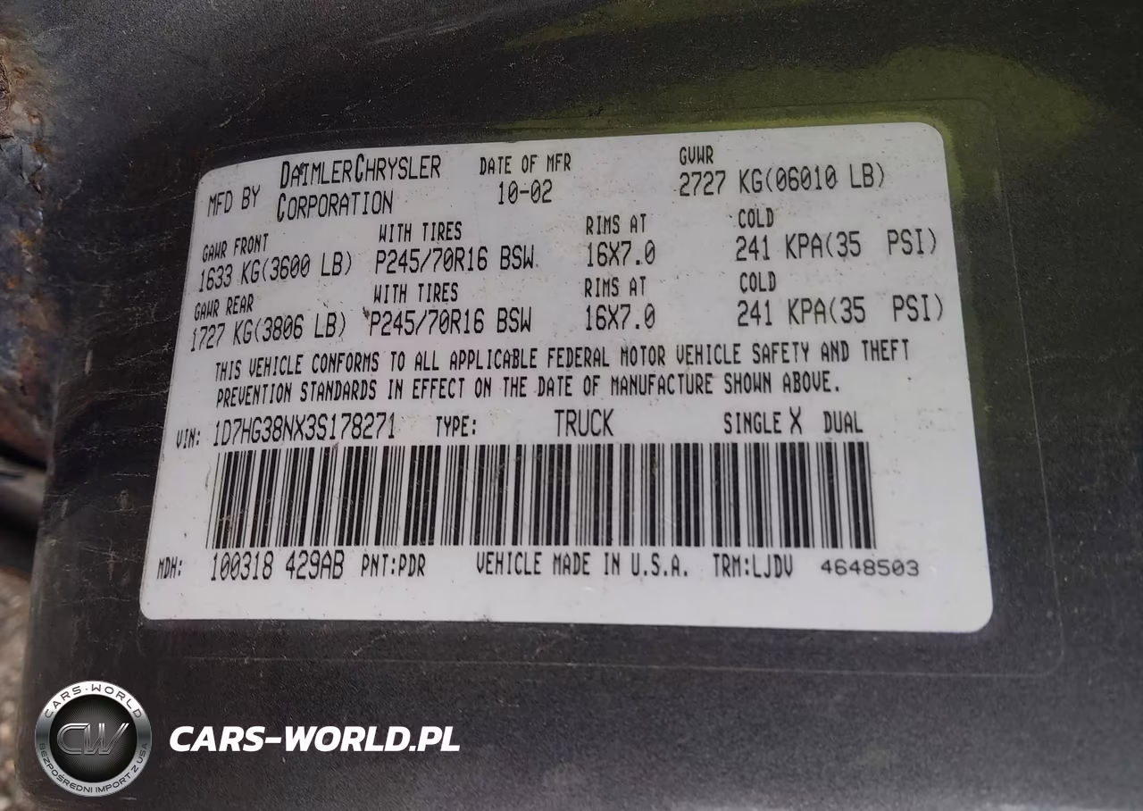 2003 Dodge Dakota Sport-Sxt VIN:1D7HG38NX3S178271 - 9