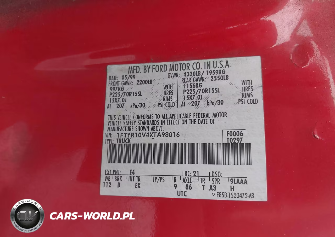 1999 Ford Ranger Xl-Xlt VIN:1FTYR10V4XTA98016 - 9