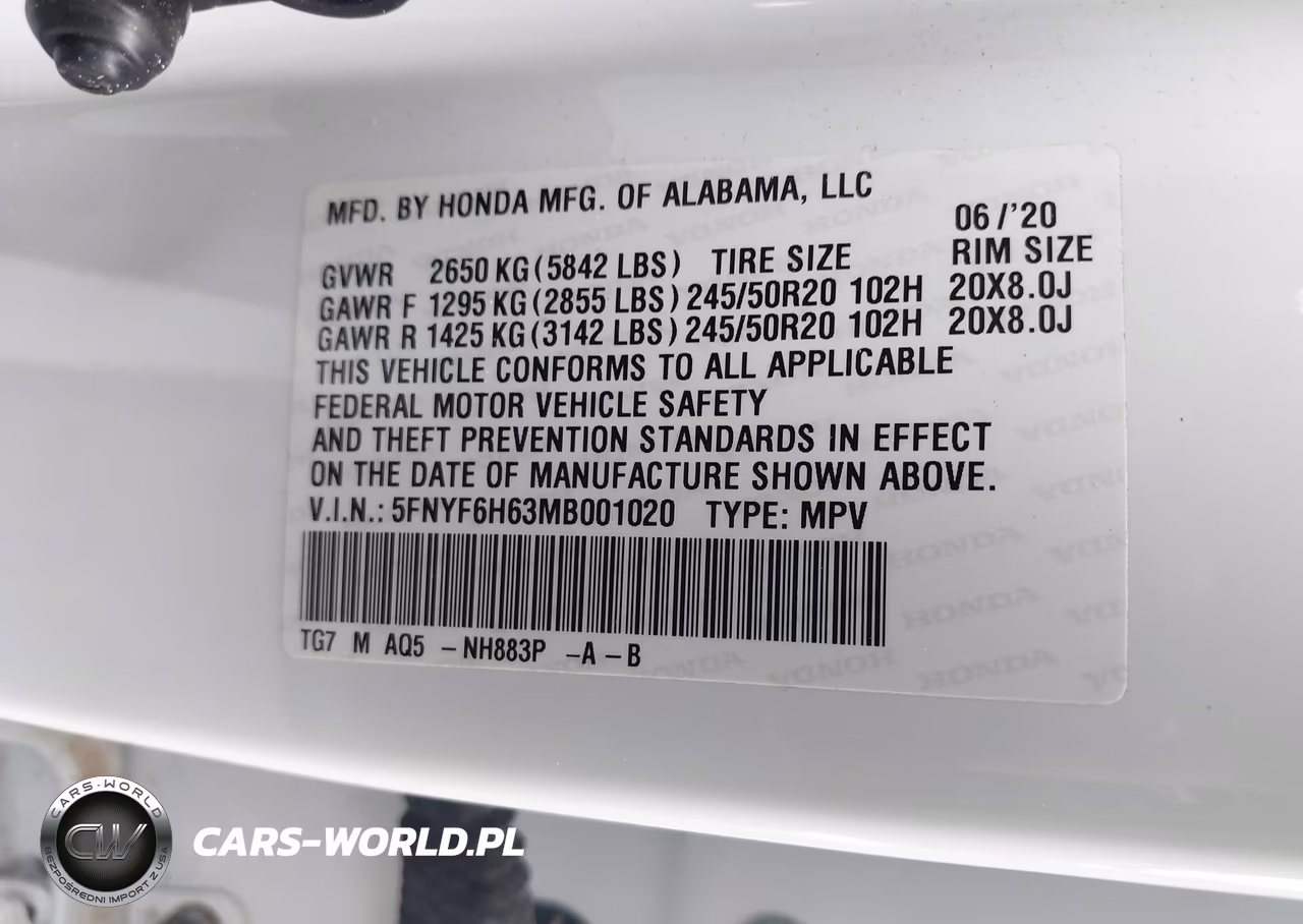 2021 Honda Pilot Awd Touring 7 Passenger VIN:5FNYF6H63MB001020 - 9