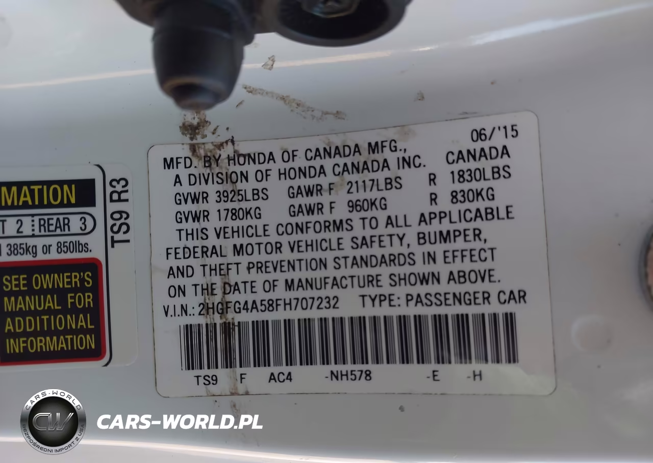 2015 Honda Civic Si VIN:2HGFG4A58FH707232 - 9