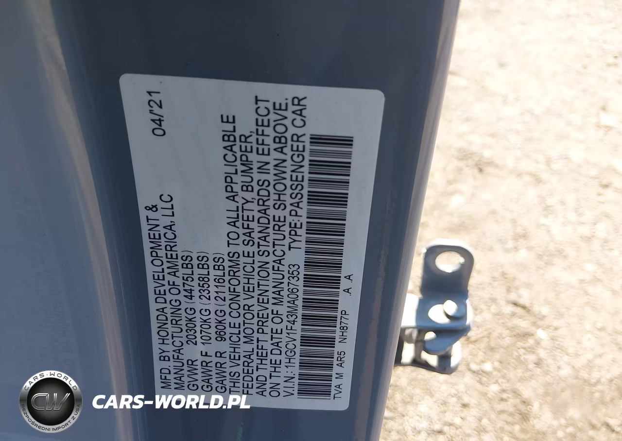 2021 Honda Accord Sport Special Edition VIN:1HGCV1F43MA067353 - 9