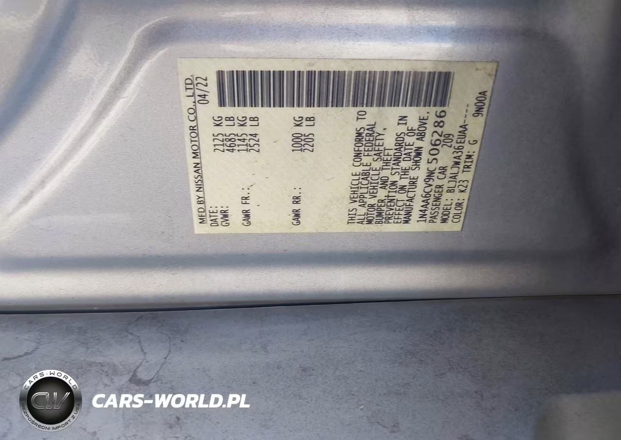 2022 Nissan Maxima Sv Xtronic Cvt VIN:1N4AA6CV9NC506286 - 9