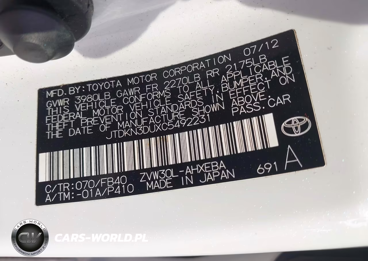 2012 Toyota Prius Three VIN:JTDKN3DUXC5492231 - 9