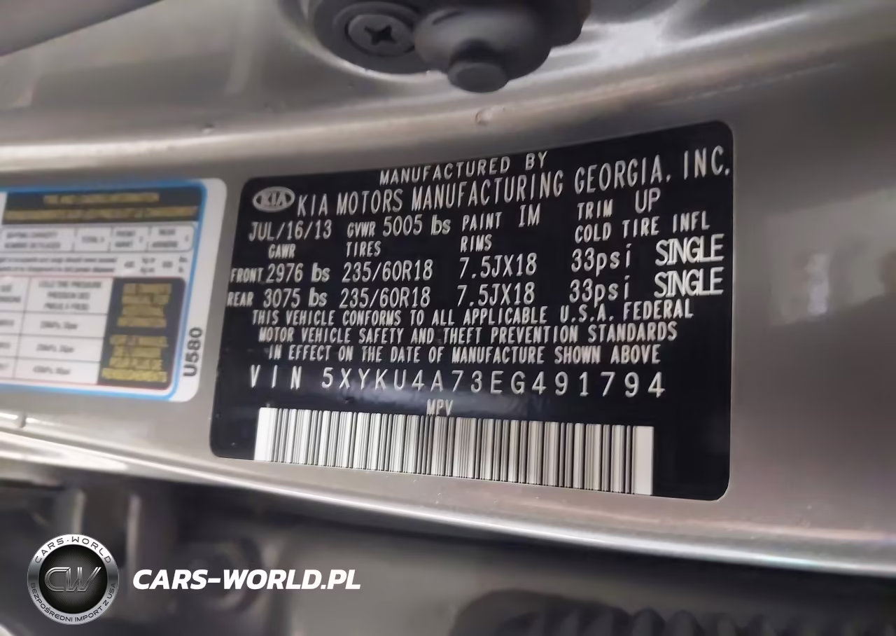 2014 Kia Sorento Ex V6 VIN:5XYKU4A73EG491794 - 9
