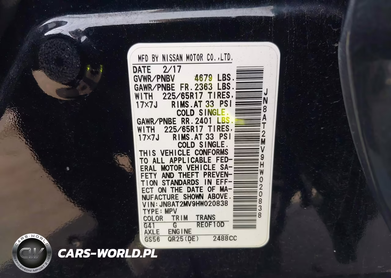 2017 Nissan Rogue Sv VIN:JN8AT2MV9HW020838 - 9