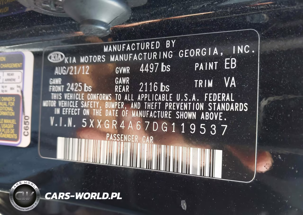 2013 Kia Optima Sx VIN:5XXGR4A67DG119537 - 9