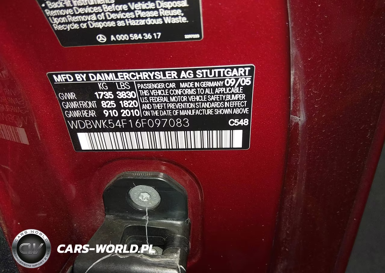 2006 Mercedes-Benz Slk 280 VIN:WDBWK54F16F097083 - 9