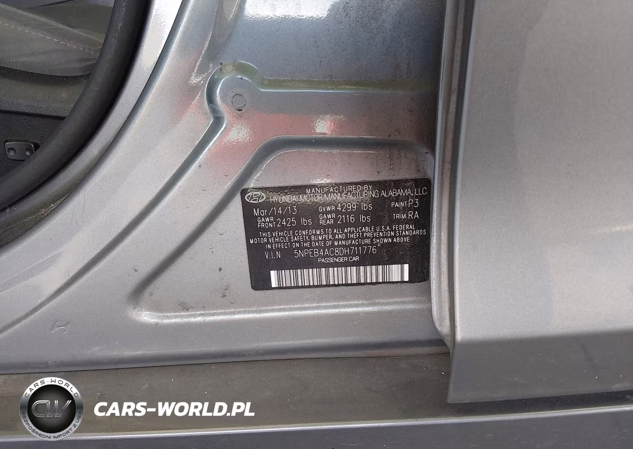 2013 Hyundai Sonata Gls VIN:5NPEB4AC8DH711776 - 9
