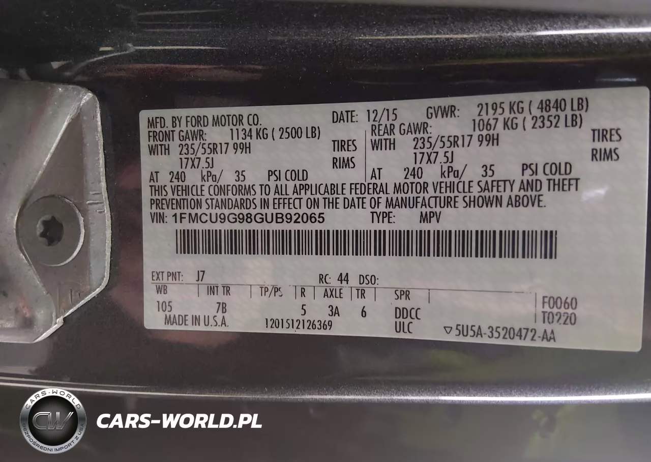2016 Ford Escape Se VIN:1FMCU9G98GUB92065 - 9