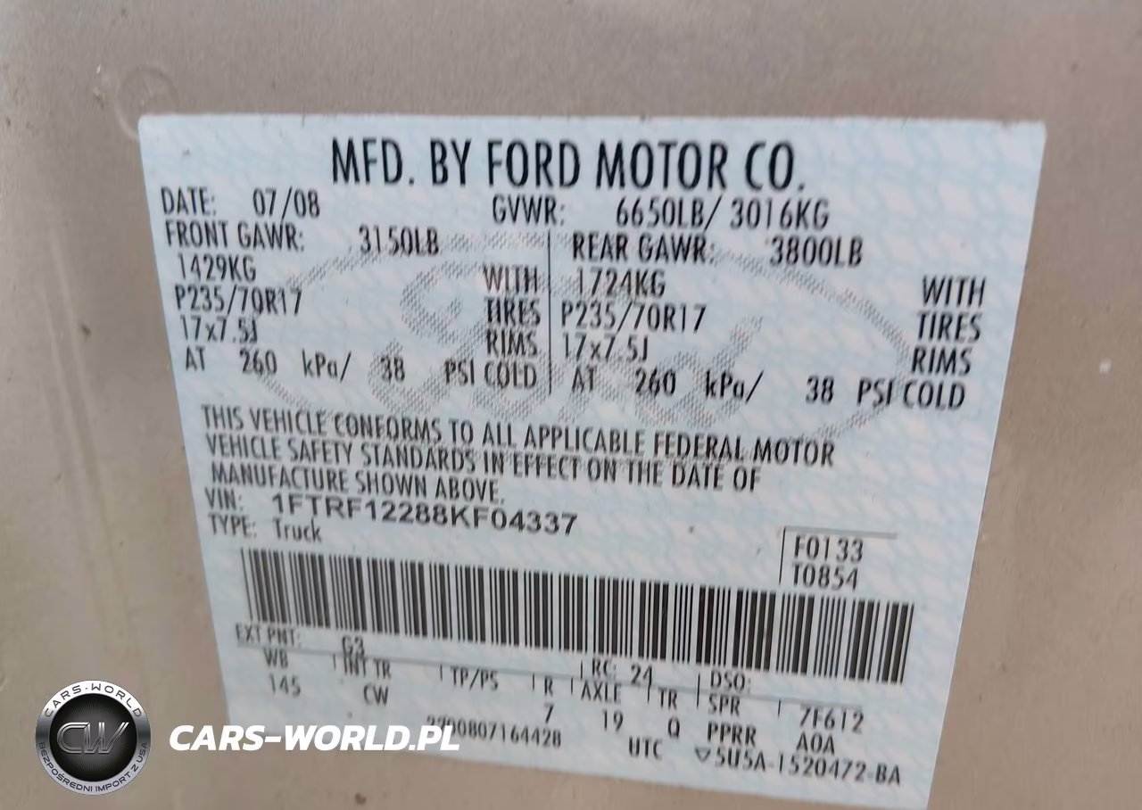 2008 Ford F-150 Stx-Xl-Xlt VIN:1FTRF12288KF04337 - 9