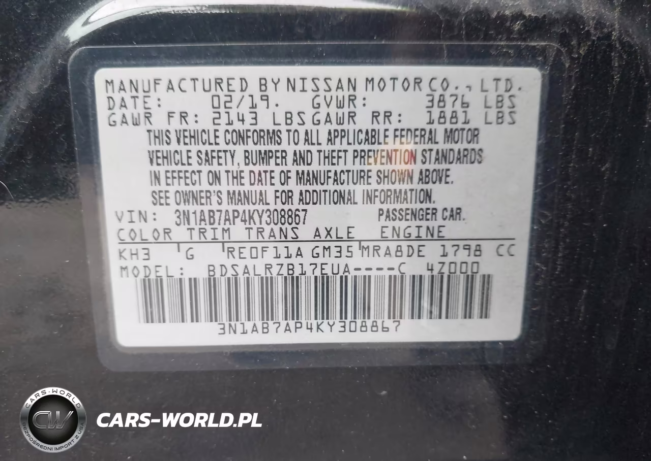 2019 Nissan Sentra Sr VIN:3N1AB7AP4KY308867 - 9