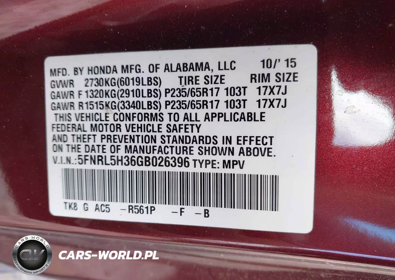 2016 Honda Odyssey Se VIN:5FNRL5H36GB026396 - 9