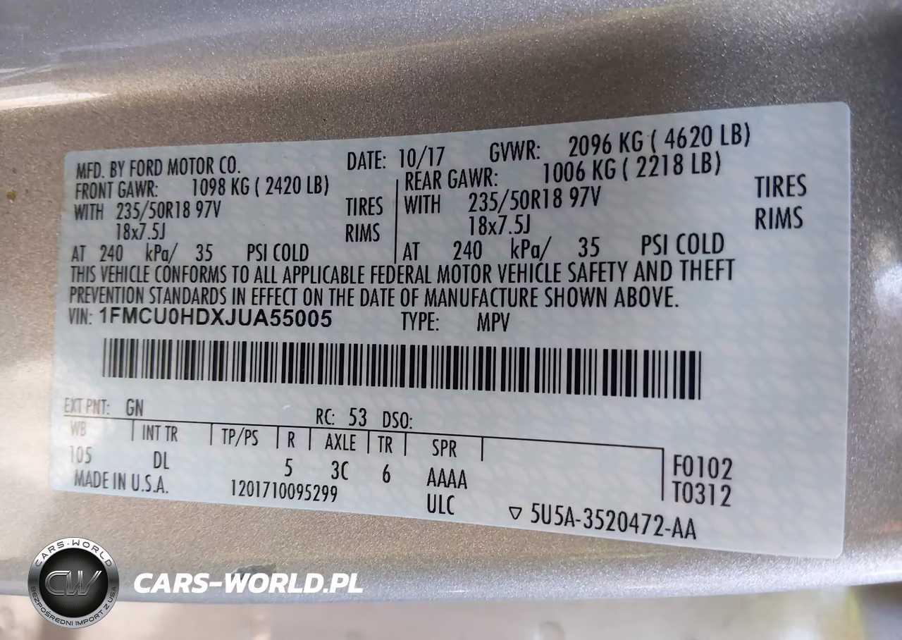 2018 Ford Escape Sel VIN:1FMCU0HDXJUA55005 - 9