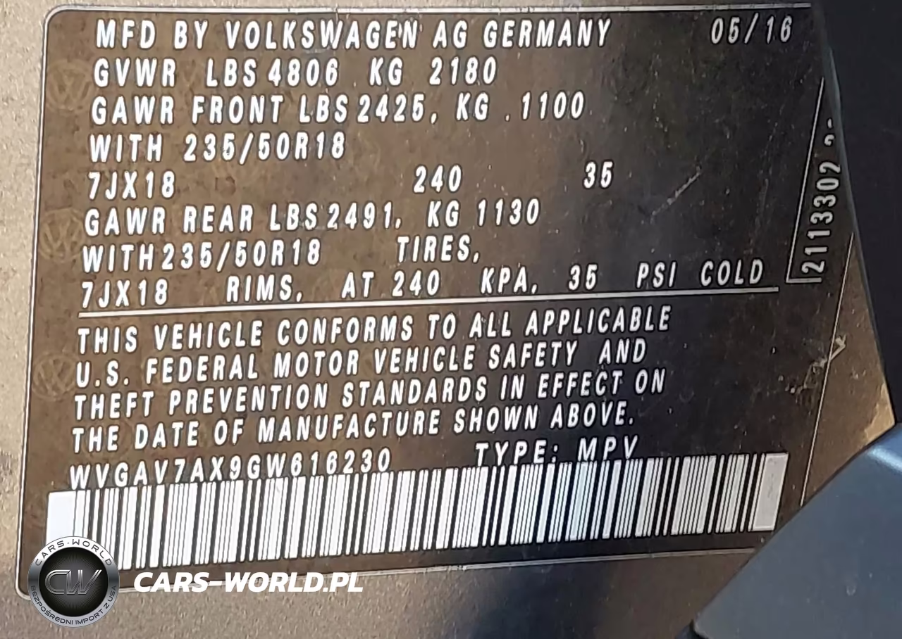 2016 Volkswagen Tiguan Se VIN:WVGAV7AX9GW616230 - 9