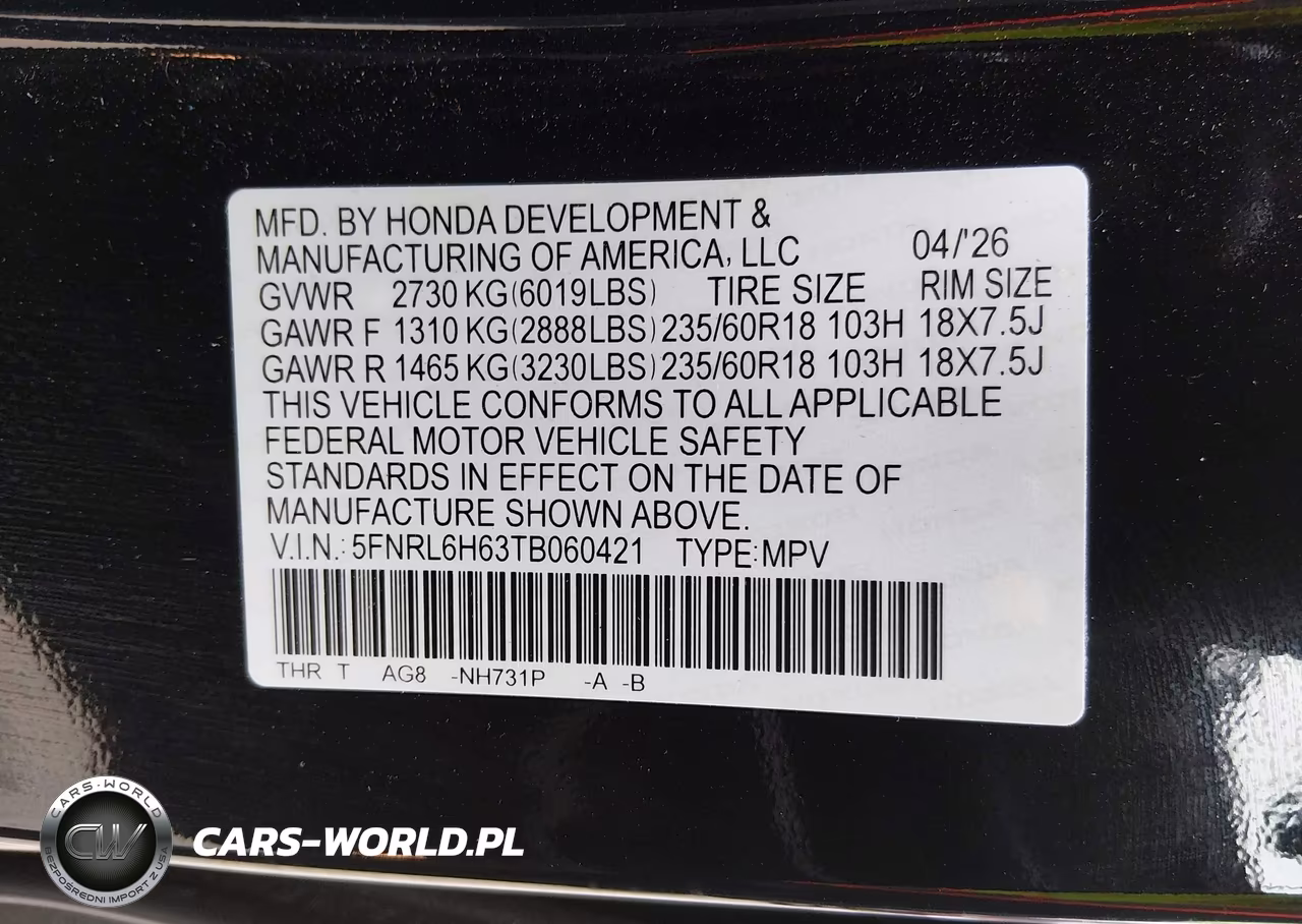 2026 Honda Odyssey Ex-L VIN:5FNRL6H63TB060421 - 9