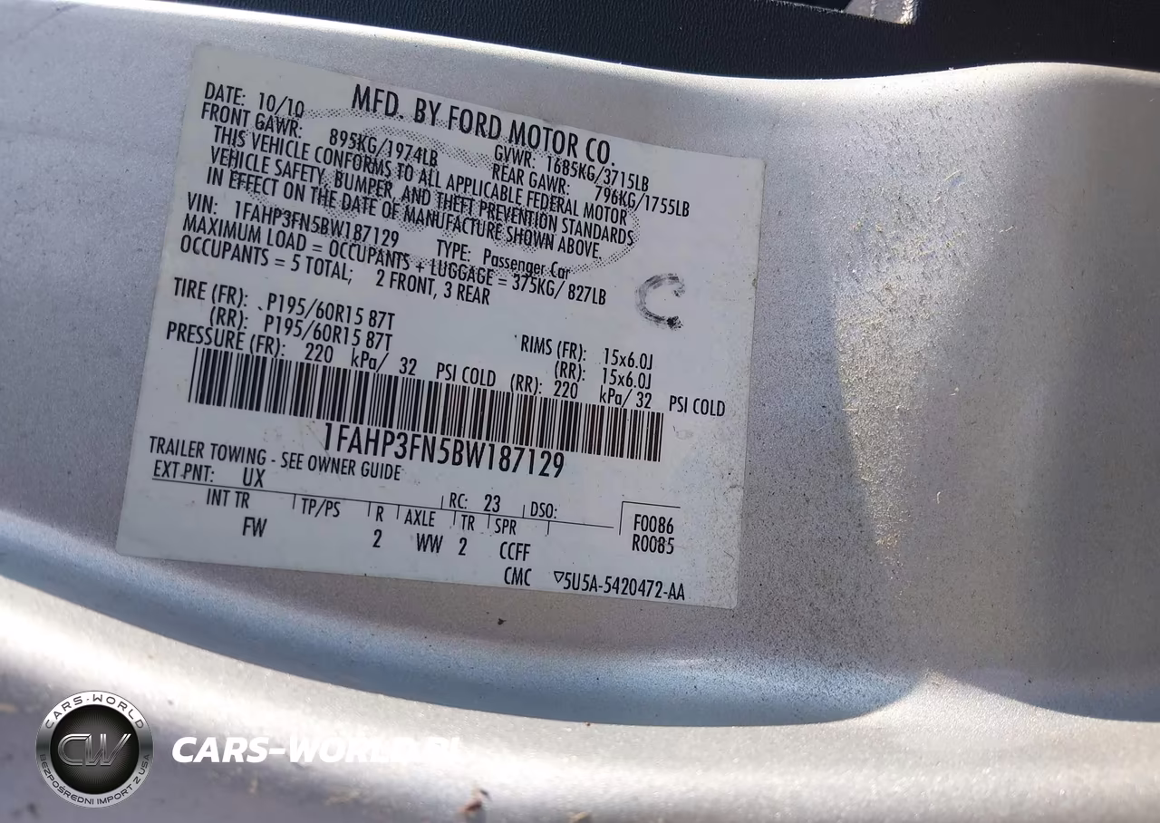 2011 Ford Focus Se VIN:1FAHP3FN5BW187129 - 9
