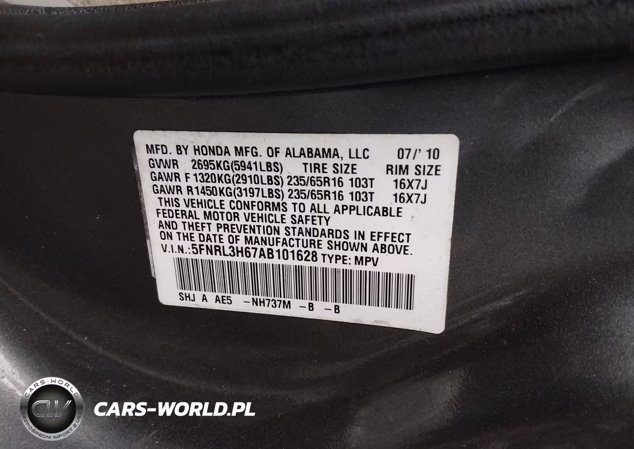 2010 Honda Odyssey Ex-L VIN:5FNRL3H67AB101628 - 9