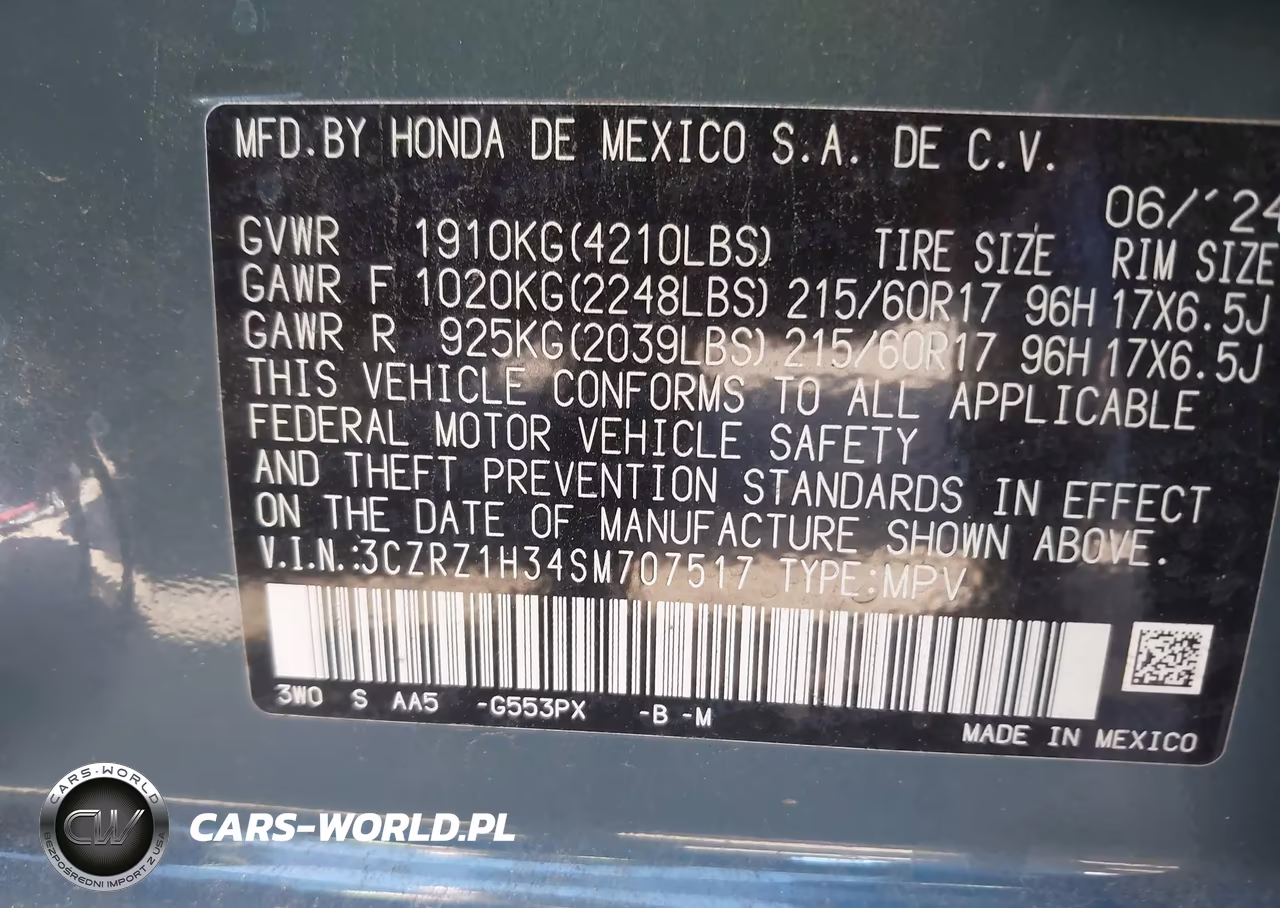 2025 Honda Hr-V 2Wd Lx VIN:3CZRZ1H34SM707517 - 9