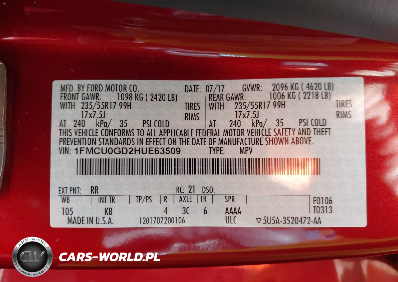 2017 Ford Escape Se VIN:1FMCU0GD2HUE63509 - 9
