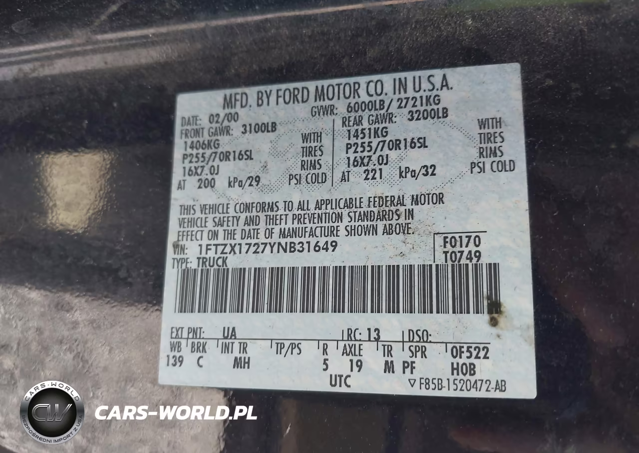 2000 Ford F-150 Work Series-Xl-Xlt VIN:1FTZX1727YNB31649 - 9