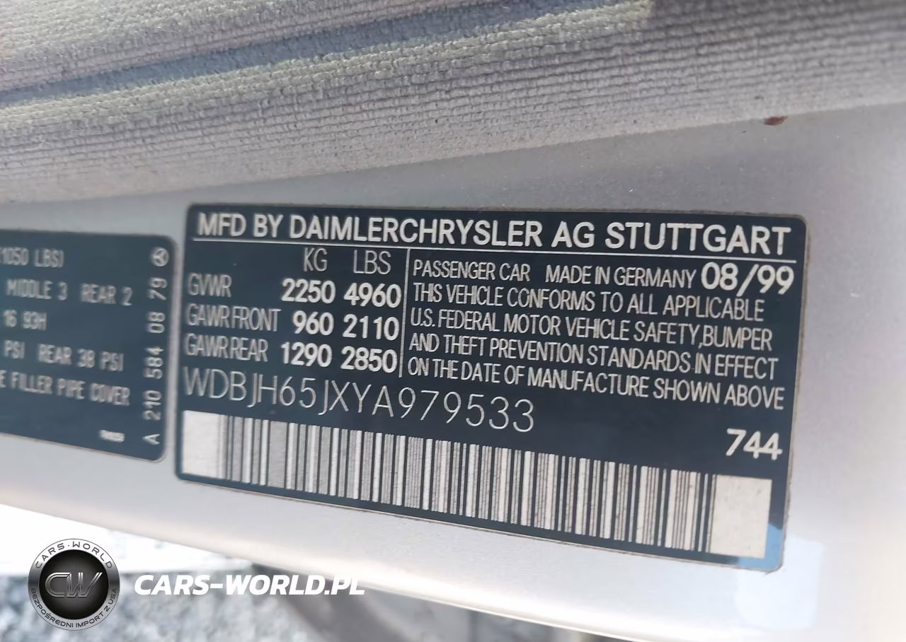 2000 Mercedes E Class VIN:WDBJH65JXYA979533 - 9
