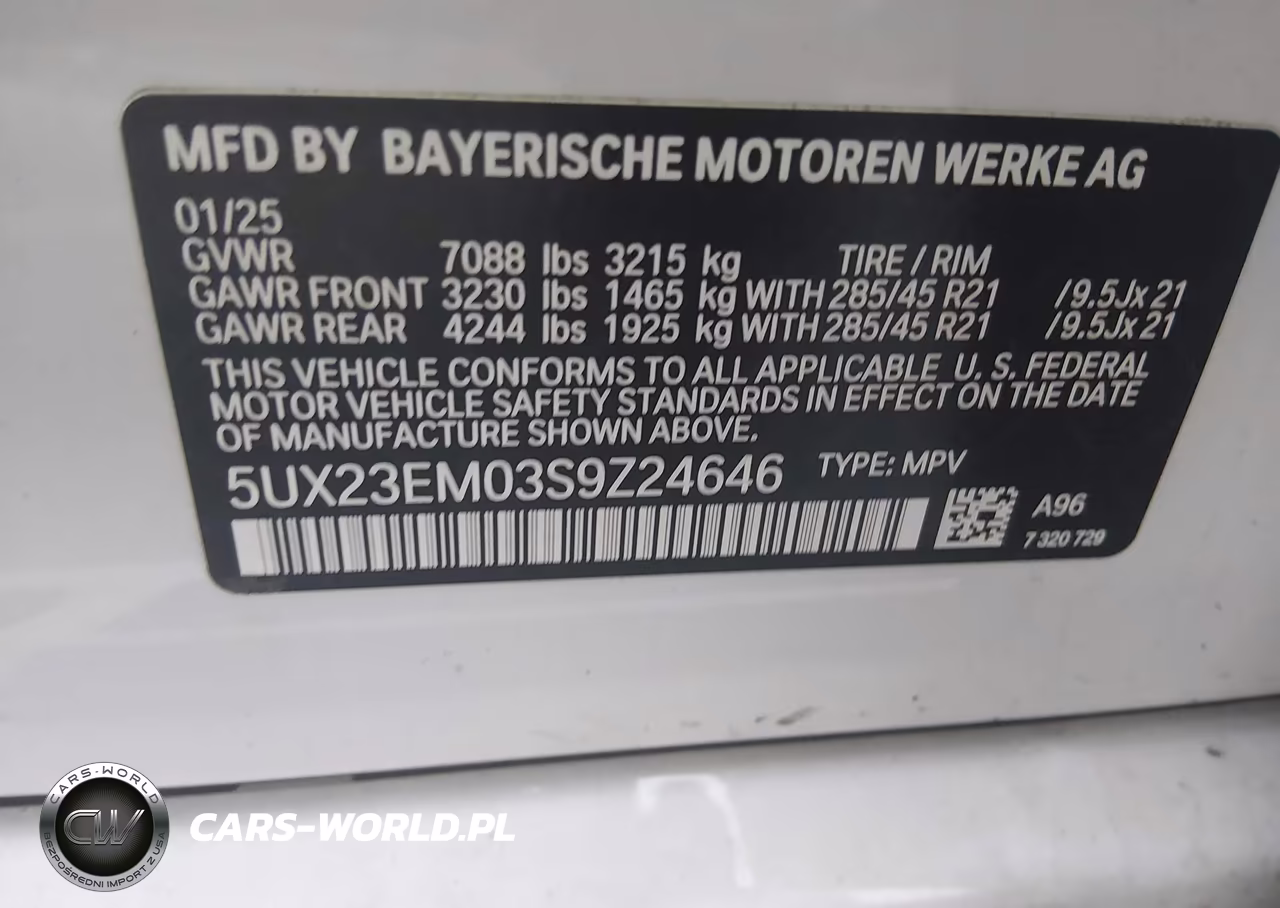 2025 BMW X7 xDrive40I VIN:5UX23EM03S9Z24646 - 9
