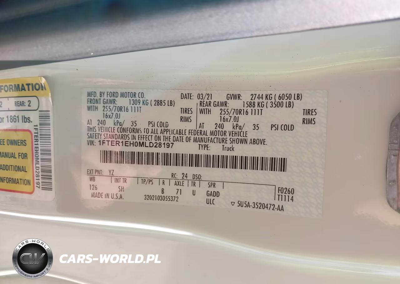 2021 Ford Ranger Xl VIN:1FTER1EH0MLD28197 - 9