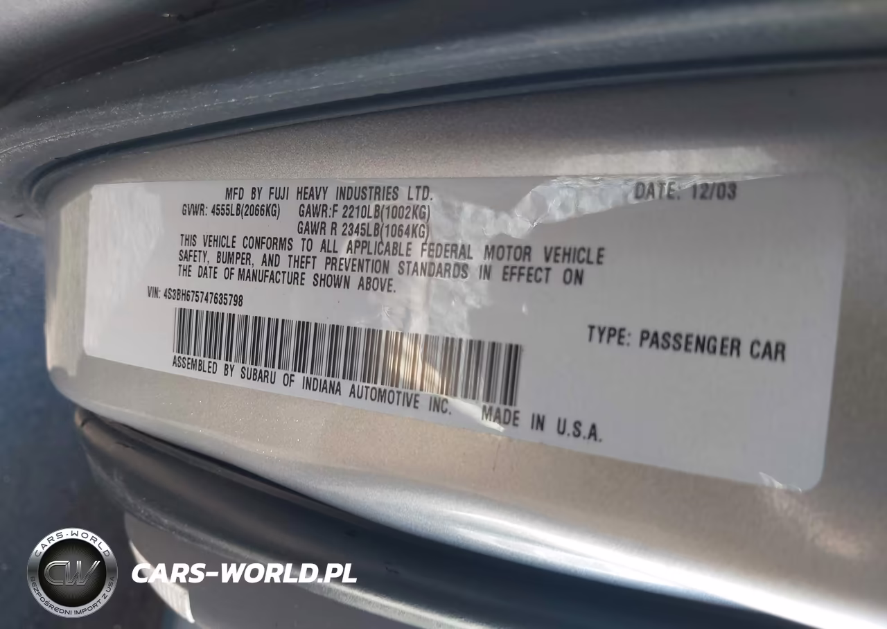 2004 Subaru Outback VIN:4S3BH675747635798 - 9