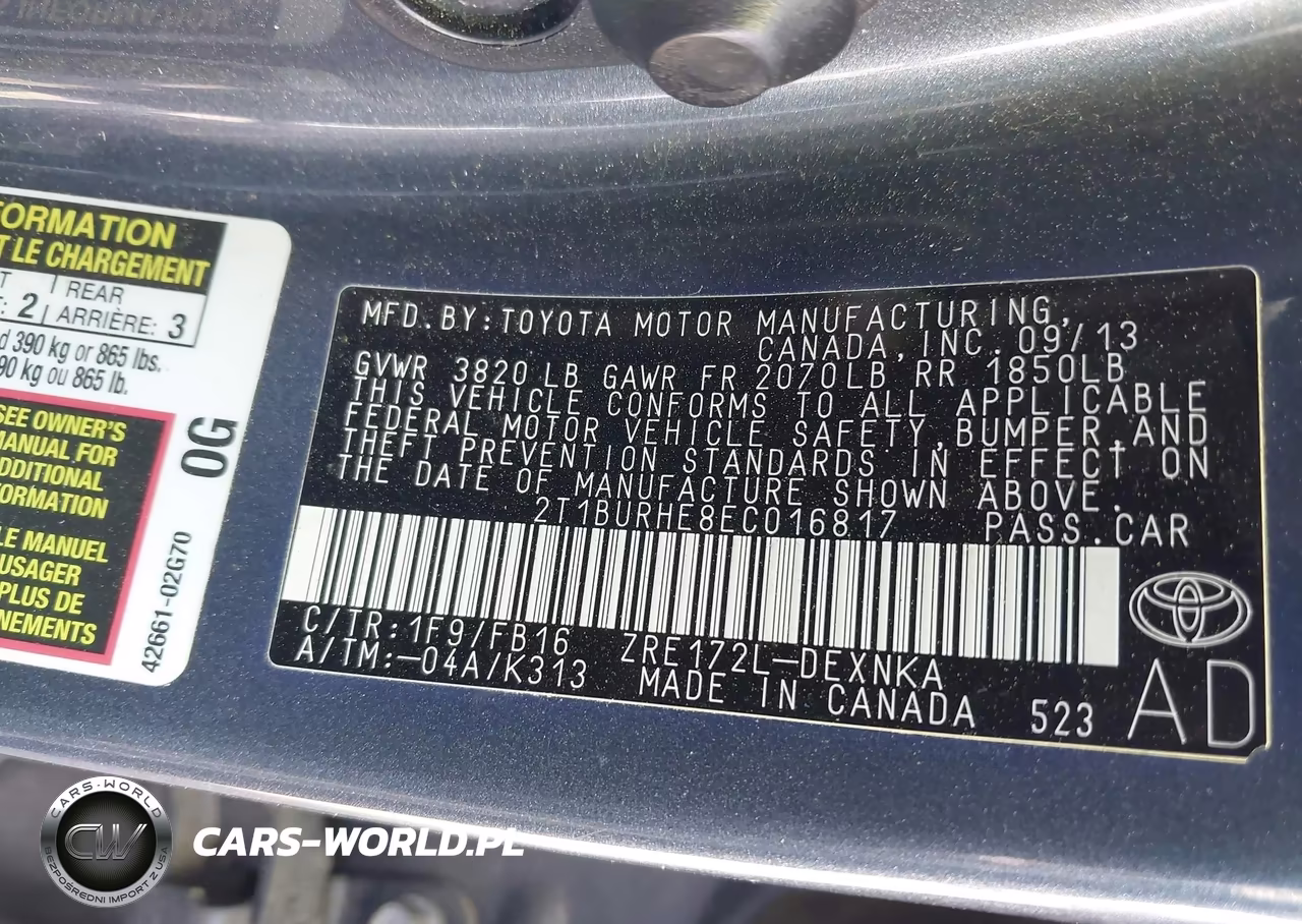 2014 Toyota Corolla Le VIN:2T1BURHE8EC016817 - 9