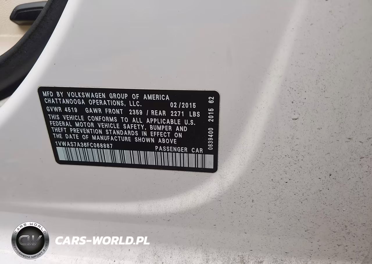 2015 Volkswagen Passat 1.8T Wolfsburg Edition VIN:1VWAS7A36FC068887 - 9
