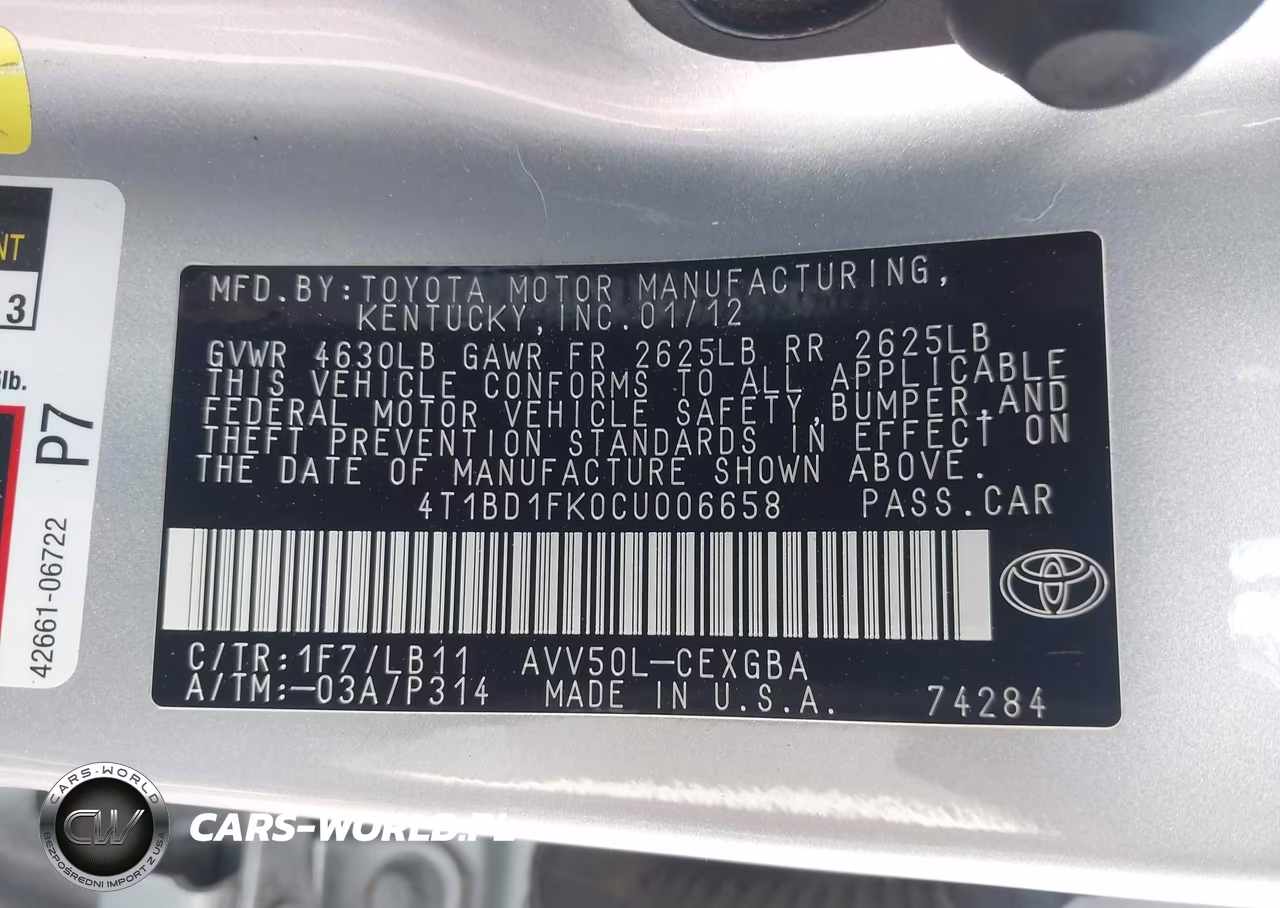 2012 Toyota Camry Hybrid Xle VIN:4T1BD1FK0CU006658 - 9