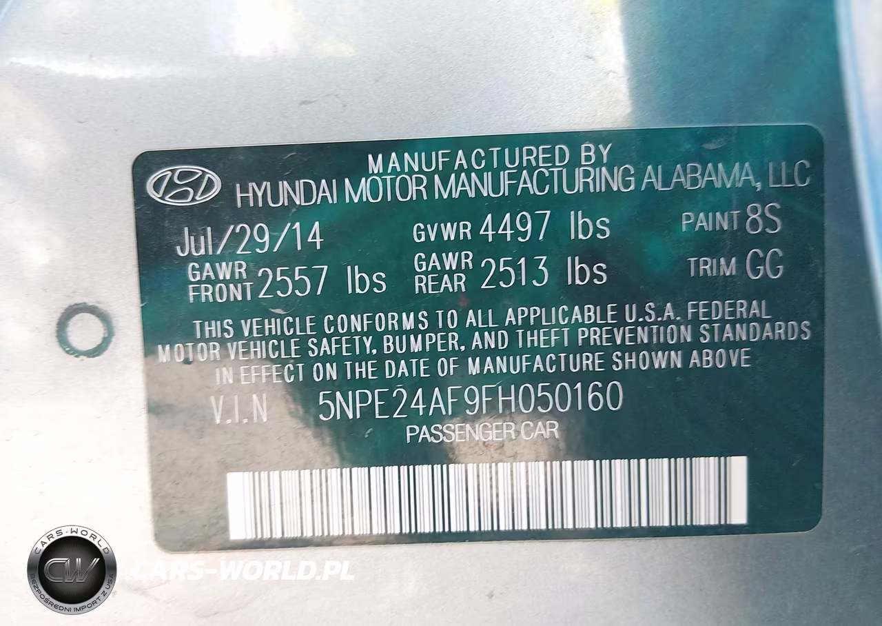 2015 Hyundai Sonata Se VIN:5NPE24AF9FH050160 - 9