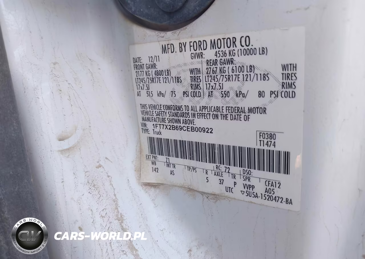 2012 Ford F-250 Xl VIN:1FT7X2B69CEB00922 - 9