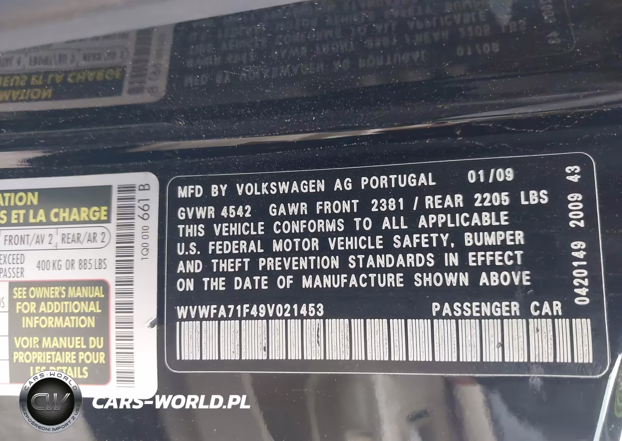 2009 Volkswagen Eos Lux VIN:WVWFA71F49V021453 - 9
