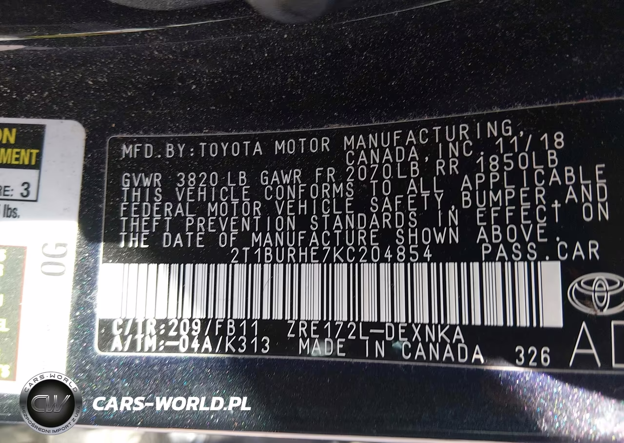 2019 Toyota Corolla Le VIN:2T1BURHE7KC204854 - 9
