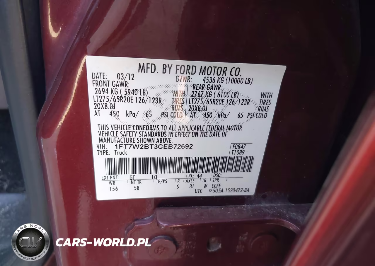 2012 Ford F-250 Lariat VIN:1FT7W2BT3CEB72692 - 9