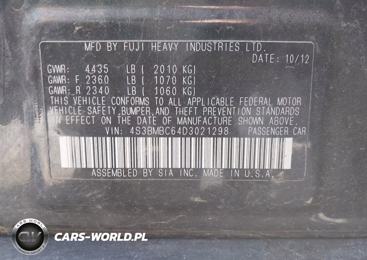 2013 Subaru Legacy 2.5I Premium VIN:4S3BMBC64D3021298 - 9