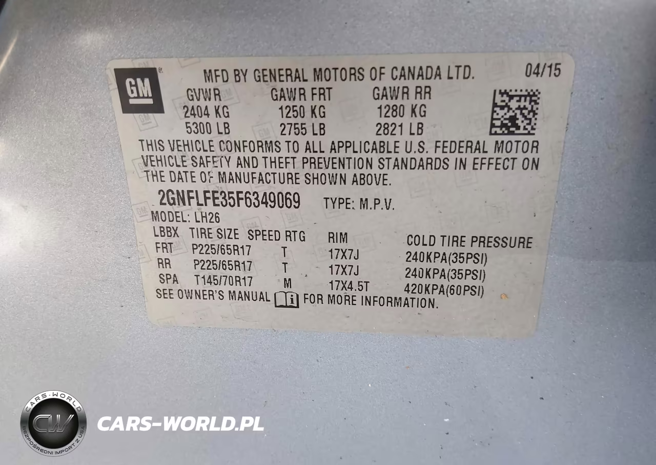2015 CHEVROLET EQUINOX LT VIN:2GNFLFE35F6349069 - 9