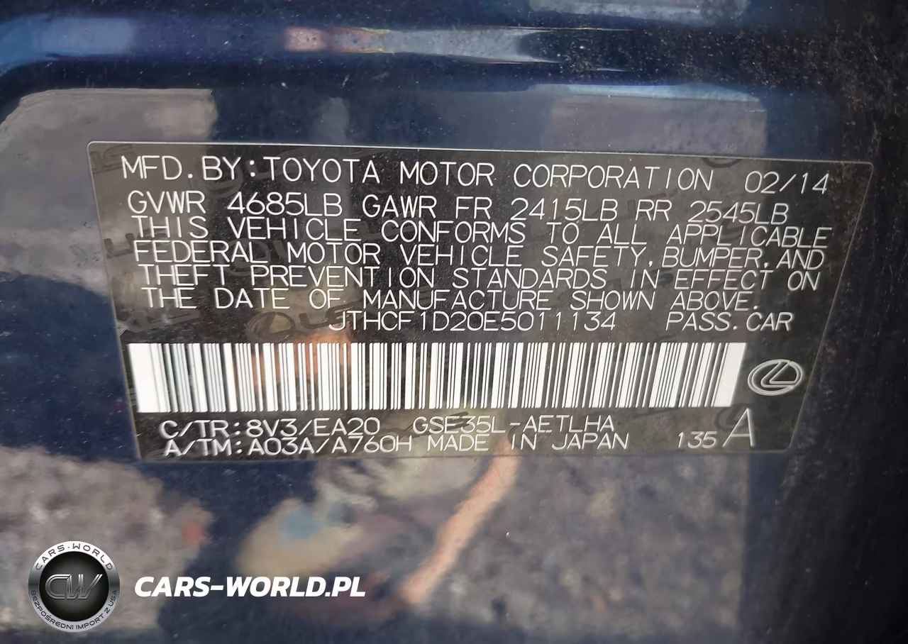 2014 Lexus Is 250 VIN:JTHCF1D20E5011134 - 9