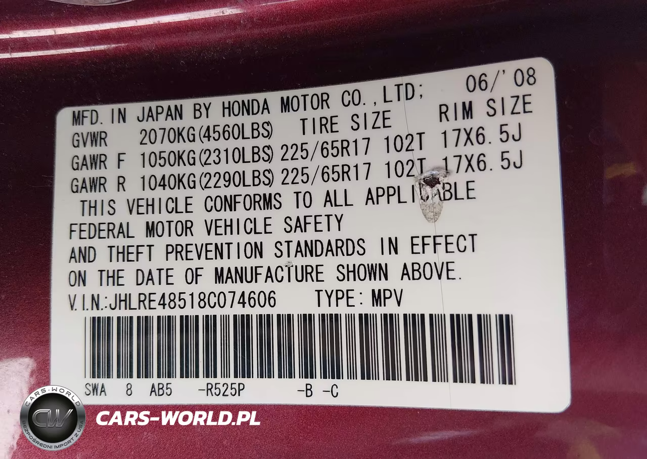 2008 Honda Cr-V Ex VIN:JHLRE48518C074606 - 9