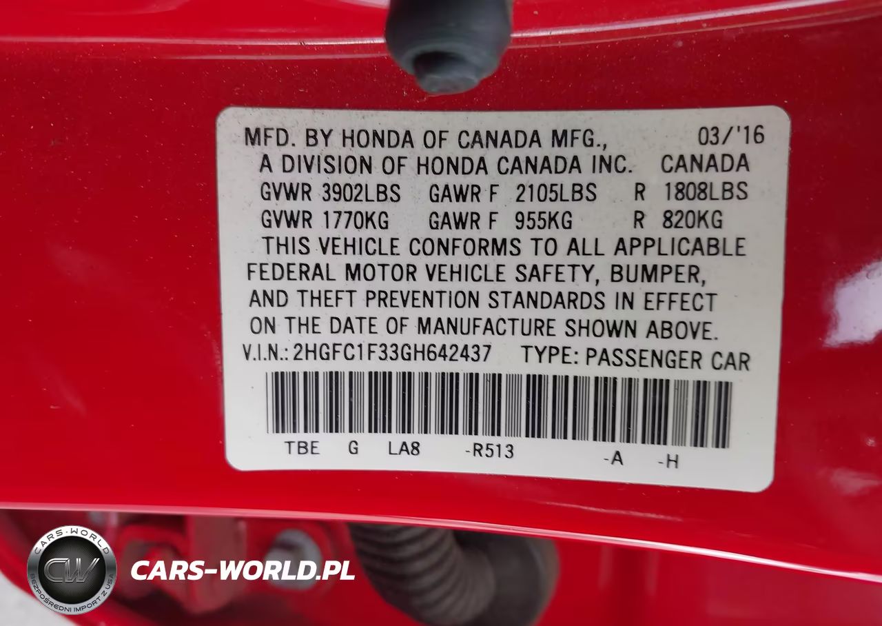 2016 Honda Civic Ex-T VIN:2HGFC1F33GH642437 - 9