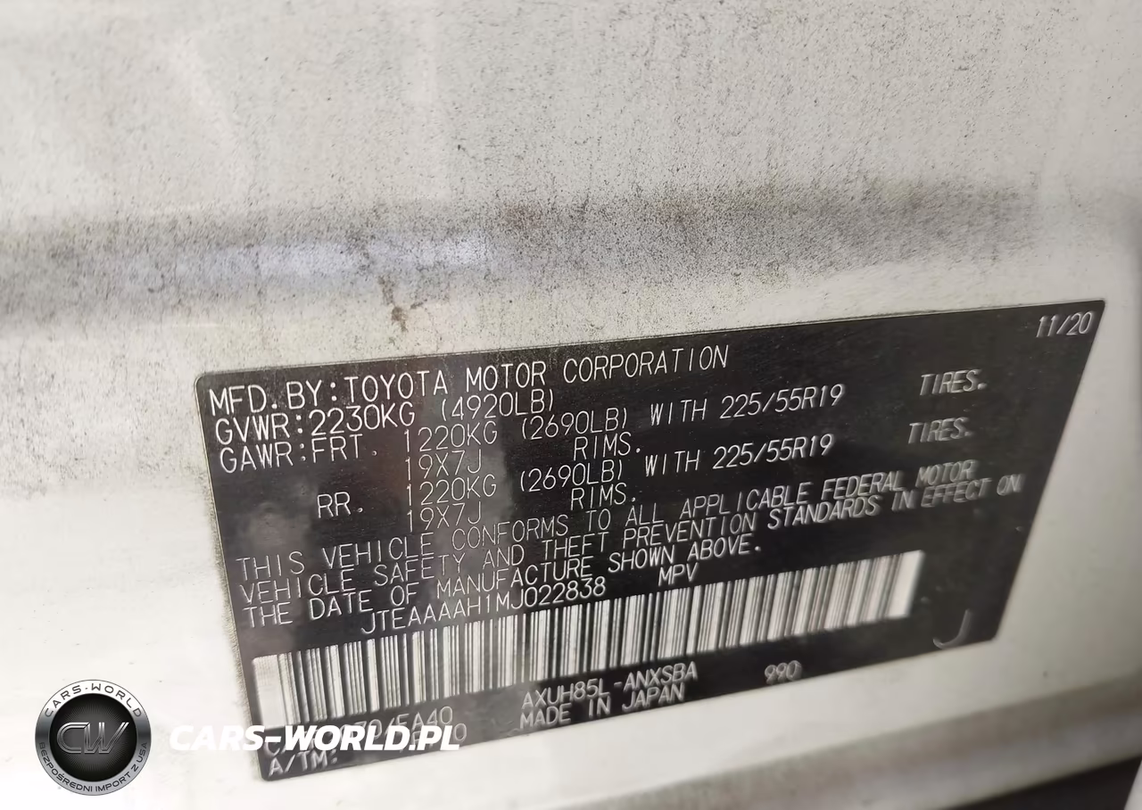 2021 Toyota Venza Limited VIN:JTEAAAAH1MJ022838 - 9