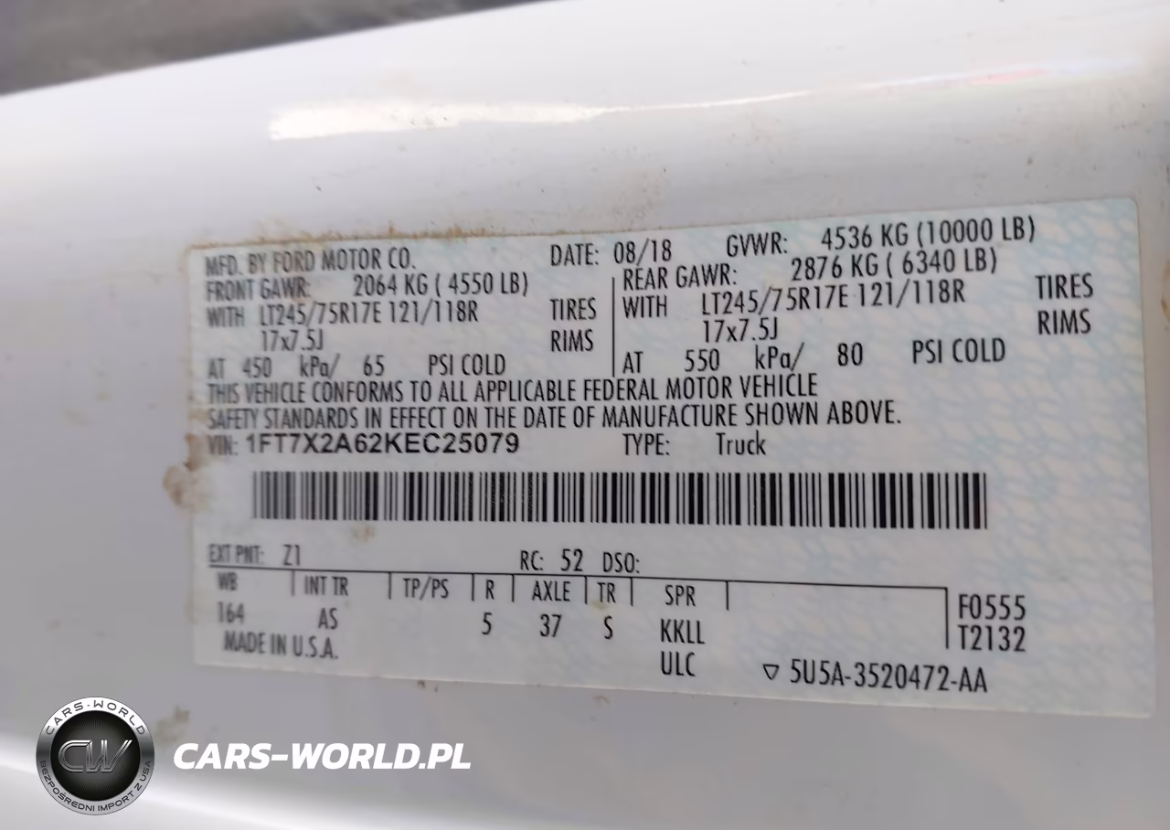 2019 Ford F-250 Xl VIN:1FT7X2A62KEC25079 - 9
