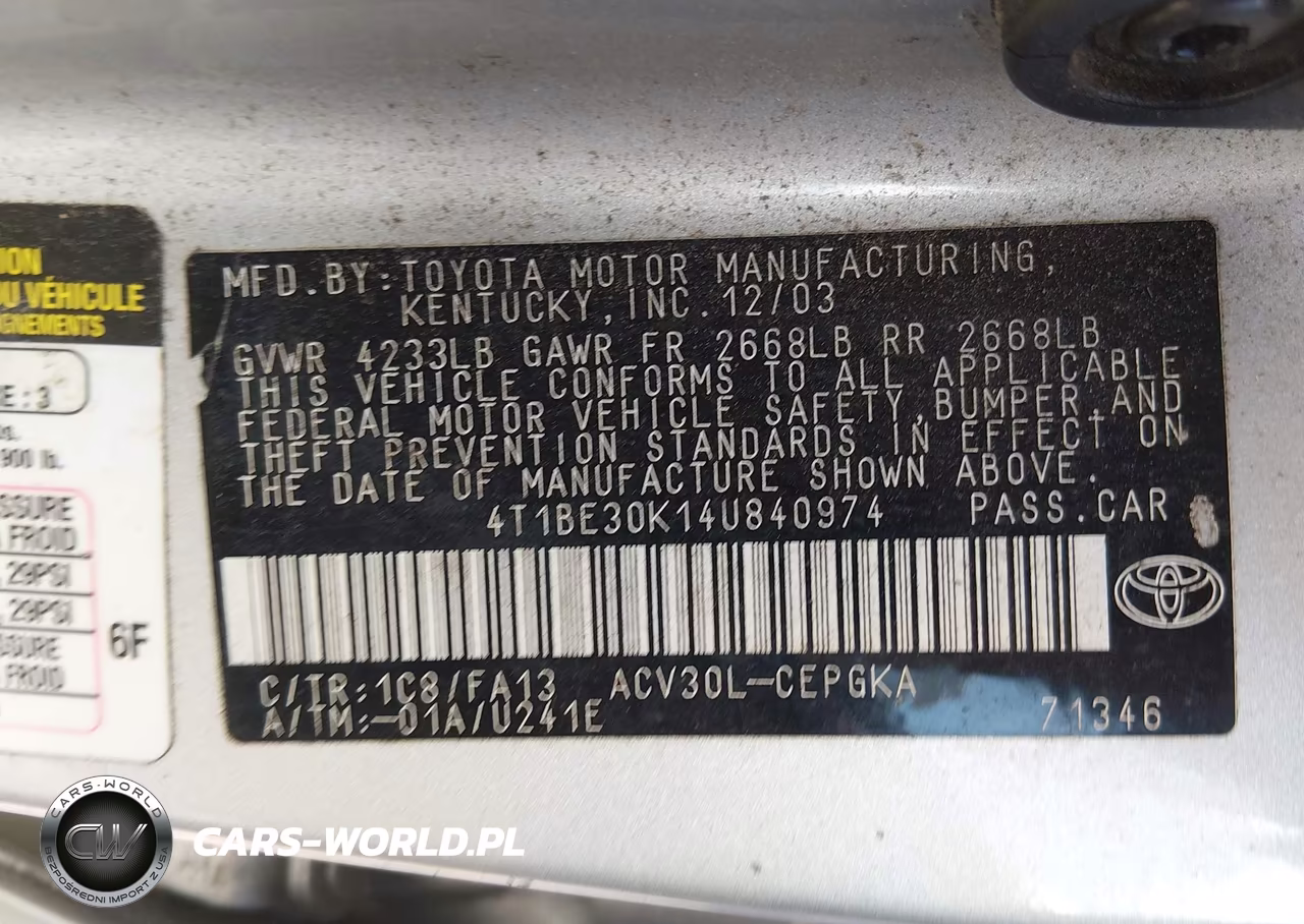 2004 Toyota Camry Xle VIN:4T1BE30K14U840974 - 9