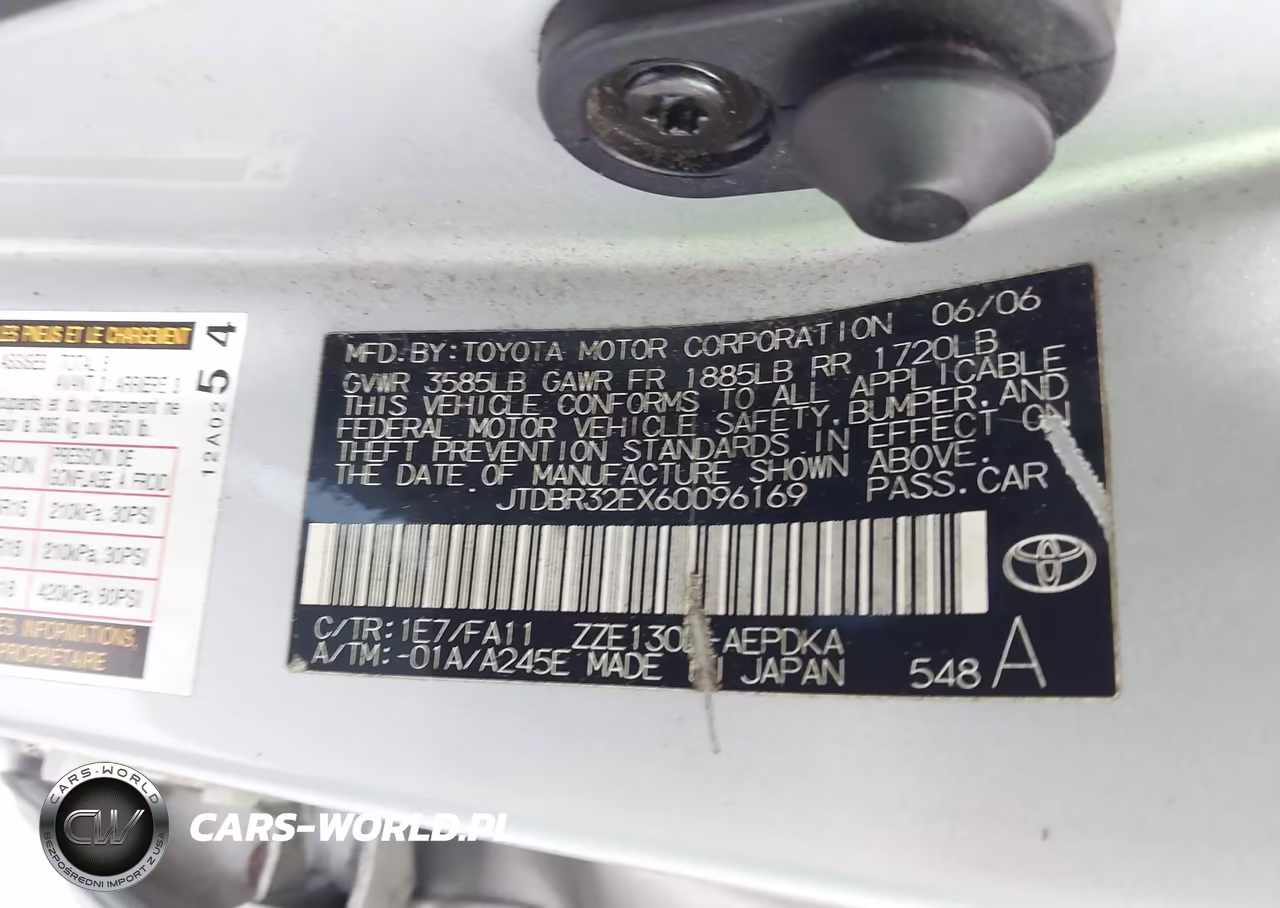 2006 Toyota Corolla Ce VIN:JTDBR32EX60096169 - 9