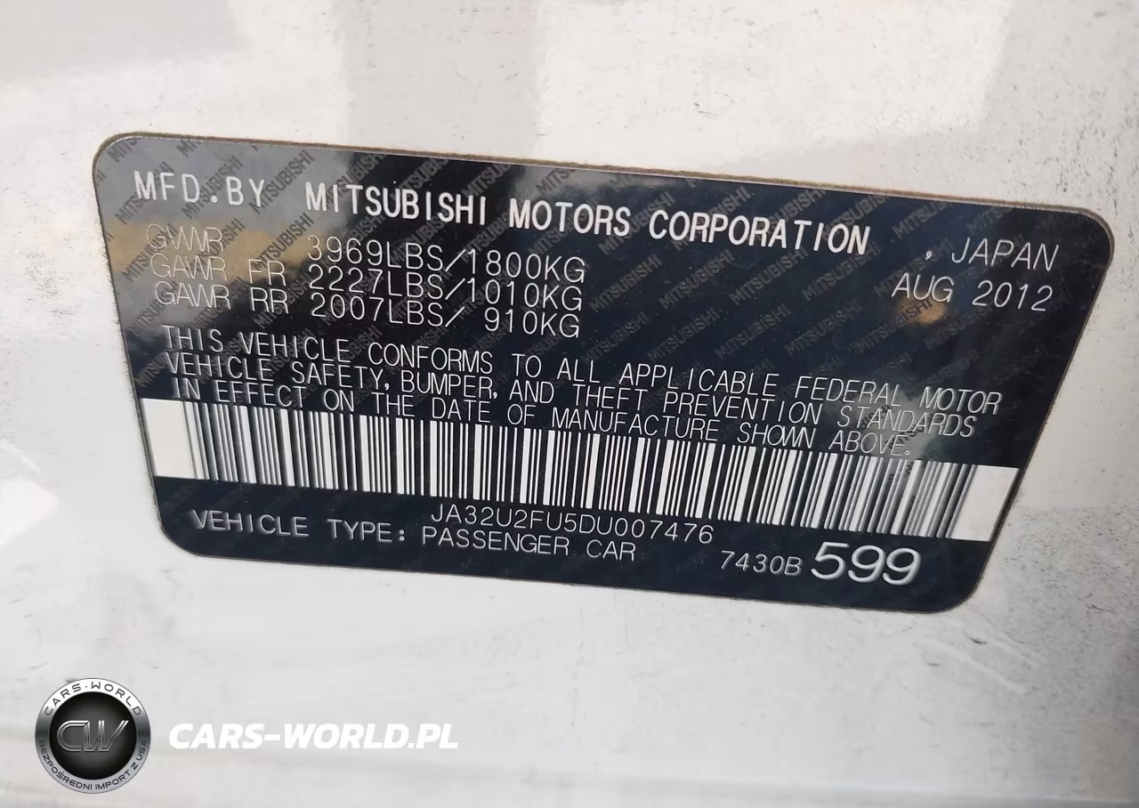 2013 Mitsubishi Lancer Es VIN:JA32U2FU5DU007476 - 9
