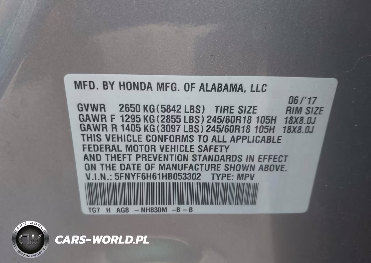 2017 Honda Pilot Ex-L VIN:5FNYF6H61HB053302 - 9