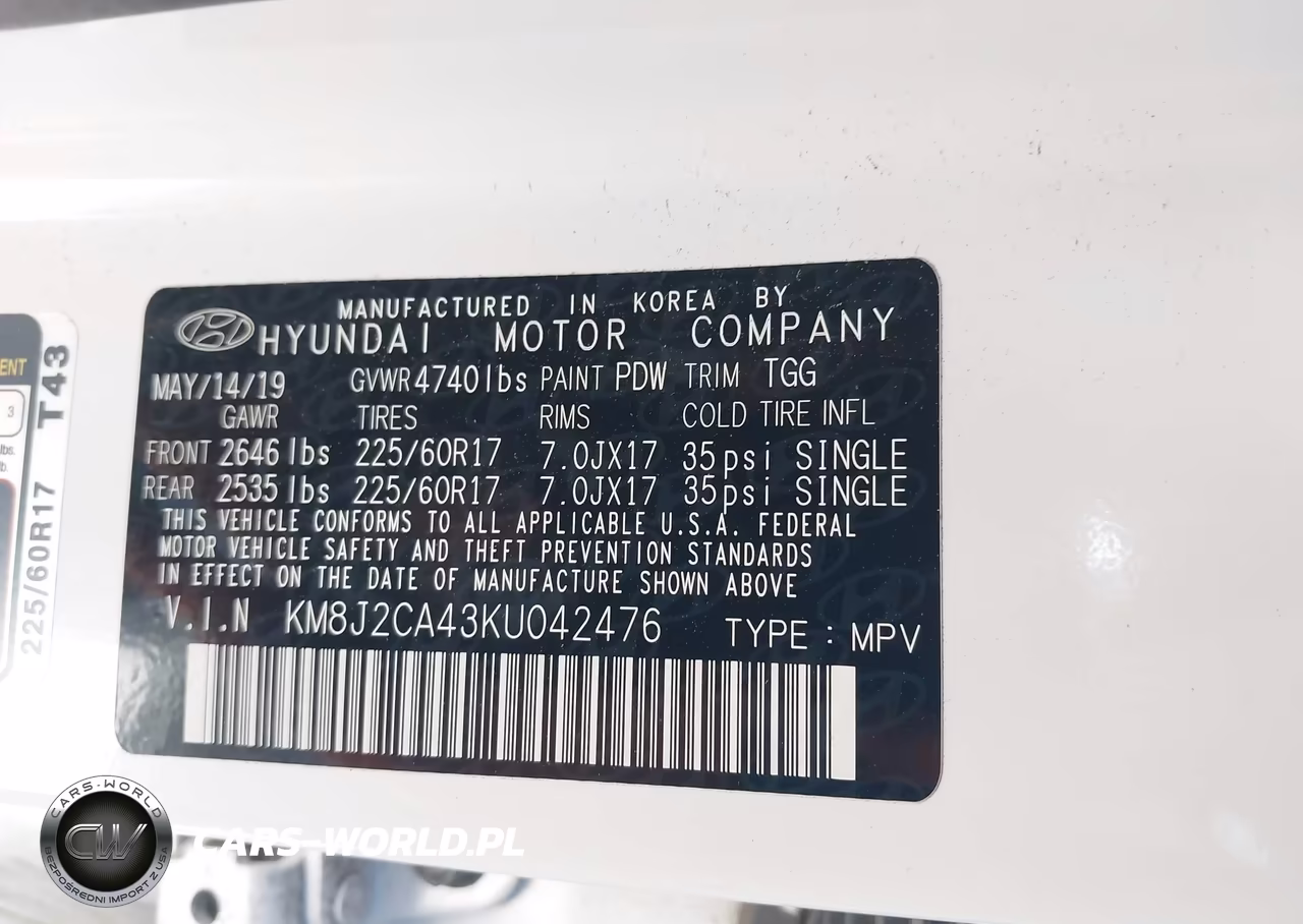 2019 Hyundai Tucson Se VIN:KM8J2CA43KU042476 - 9