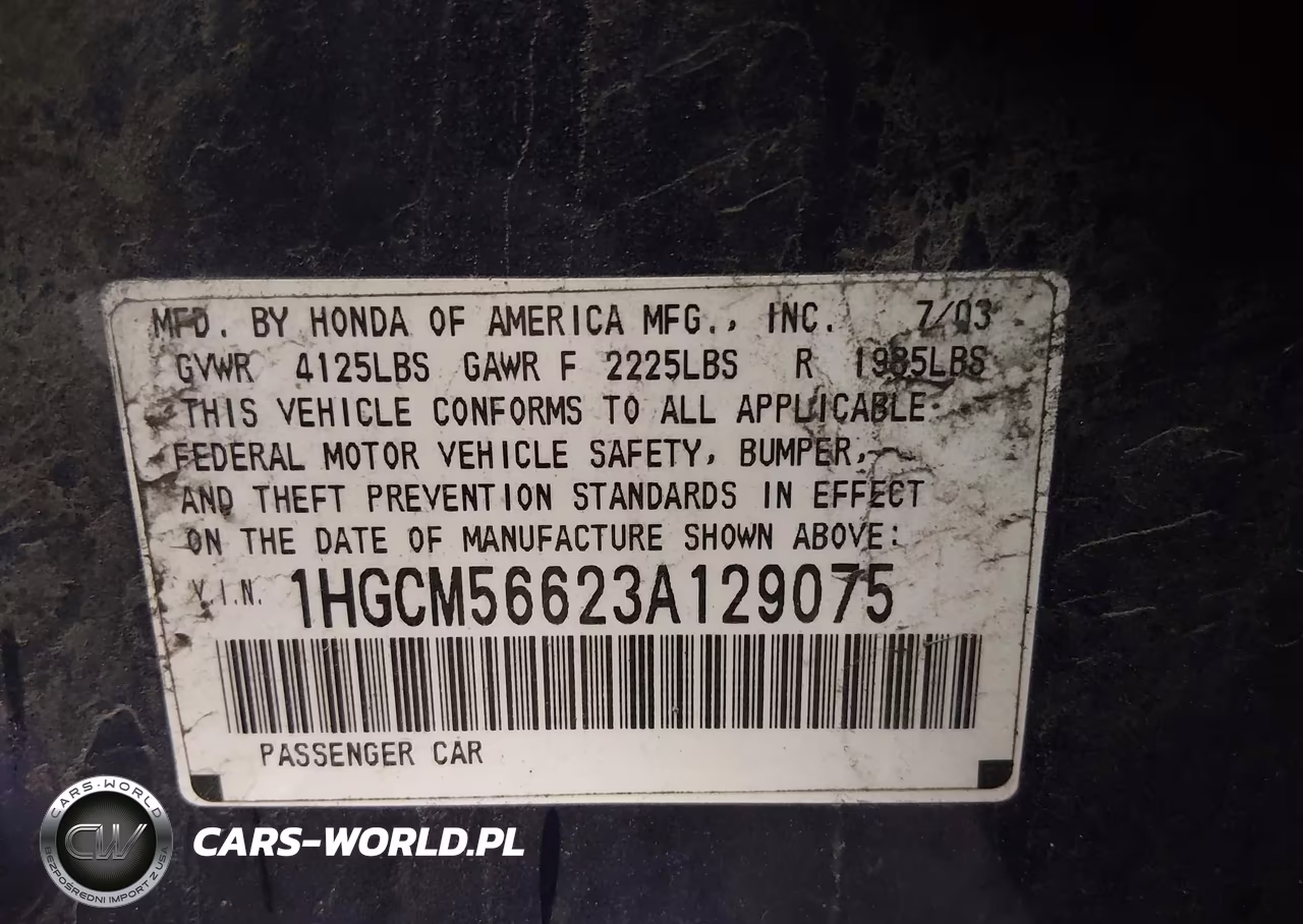 2003 Honda Accord 2.4 Ex VIN:1HGCM56623A129075 - 9