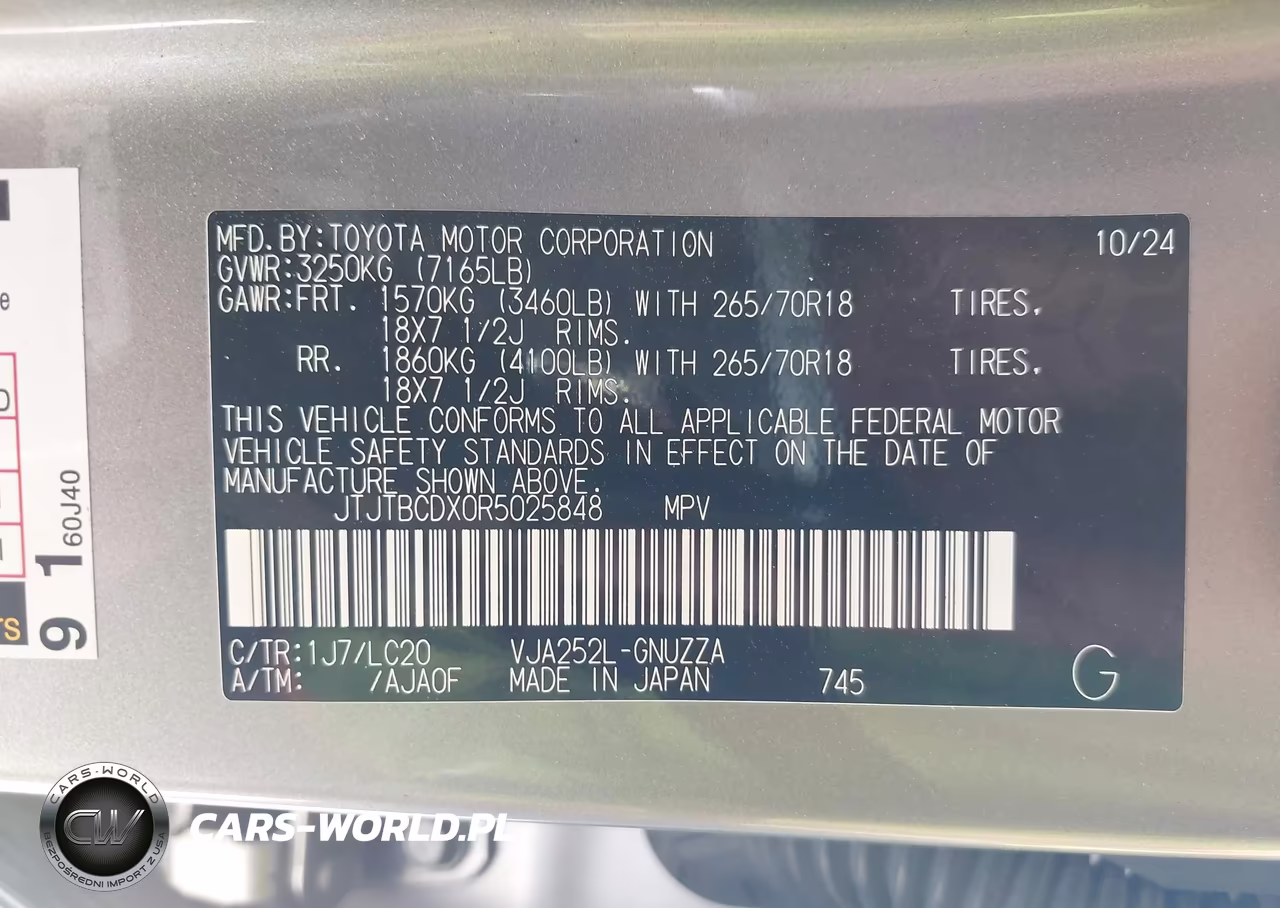 2024 Lexus Gx 550 Overtrail VIN:JTJTBCDX0R5025848 - 9